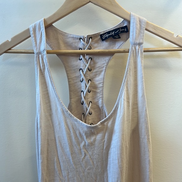 Elizabeth and James Cream Tan Maxi Lace Up Dress Coverup Swim Cover XS - Picture 5 of 7